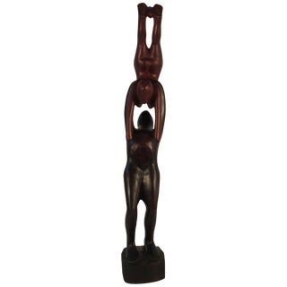 1960s Rosewood Sculpture of Man and Woman For Sale