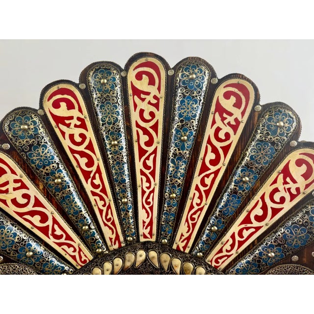 Animal Skin Portuguese Colonial Style Leather & Filigree Design Throne Chair For Sale - Image 7 of 12