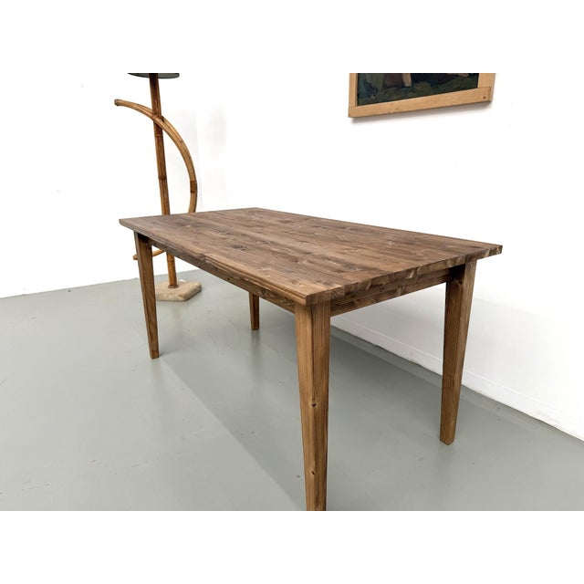 Small Vintage Farmhouse Table with Tapered Legs in Pine, 2010s For Sale - Image 9 of 15
