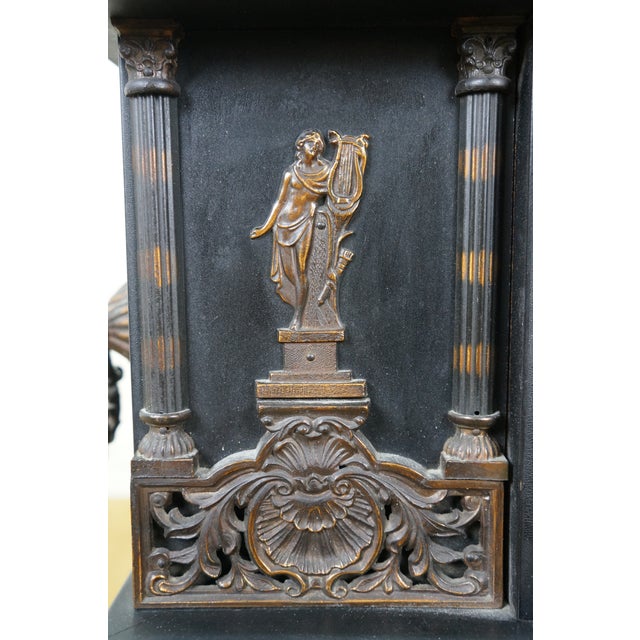Antique Sessions Neoclassical Figure With Lyre Key Wound Mantel Clock For Sale - Image 11 of 14