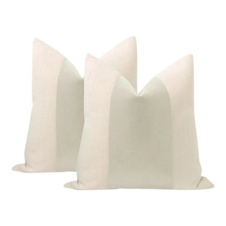20" Marble Mohair Panel + Linen Pillows - a Pair For Sale