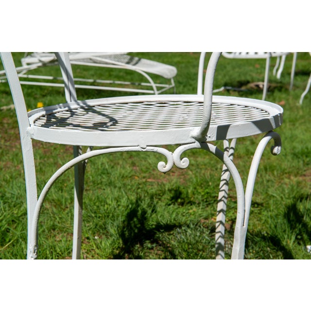 American John Salterini Wrought Iron Dining Set, Oval Glass Top, 1940s, USA, 7 Pieces, Attributed For Sale - Image 3 of 13