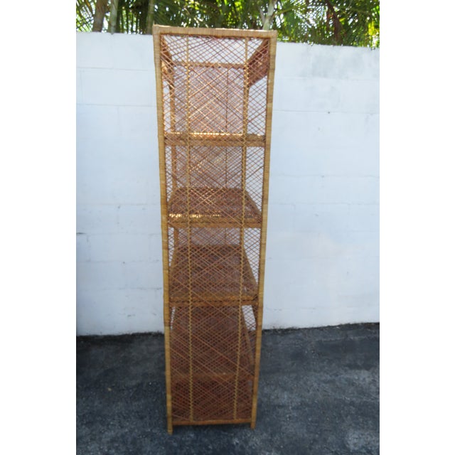Brown Bamboo Wicker Rattan Display Shelving Unit Etagere 6160 For Sale - Image 8 of 14