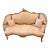 1960s French Louis XV Rococo Canapac Loveseat Antique Green & Gold Gilt Wood Beige upholstery Settee For Sale