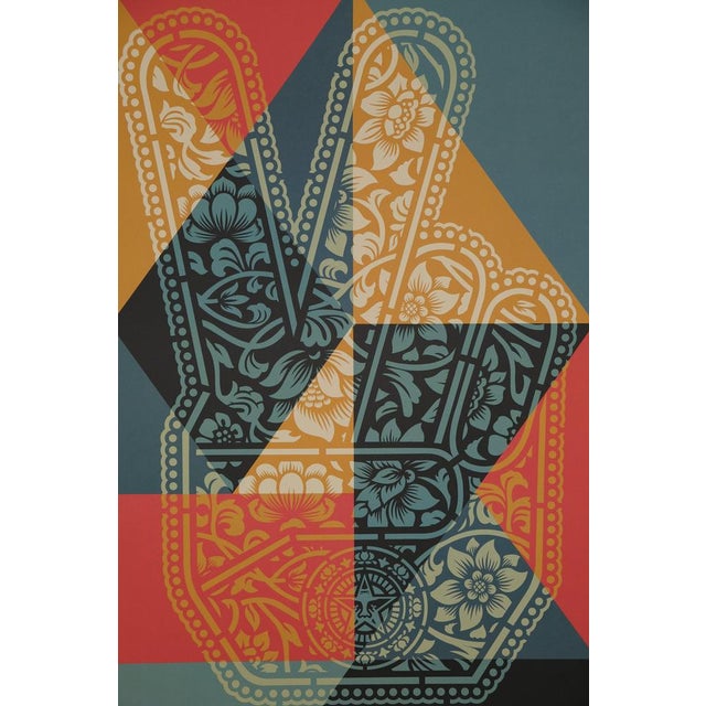 Shepard Fairey, aka Obey Giant (1970) Fingers Peace Original color lithograph Signed and dated in pencil On wove paper, 61...