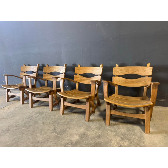 1970’s 4pcs Set Sculptural Dittman&co Brutalist Armchair Beautiful sculptural shapes. Made by solid oak.Heavy and stable....