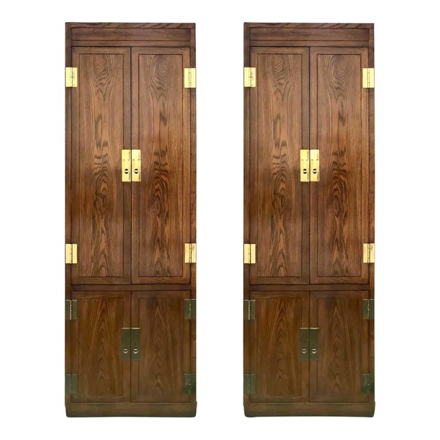 1970s Henredon Scene One Campaign Chifferobes - A Pair For Sale - Image 12 of 12