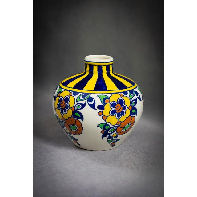 Ceramic Art Deco Spinning Top Vase in Polychrome Glazed Earthenware by Charles Catteau for Boch Frères Kéramis, 1920s For Sale - Image 7 of 11
