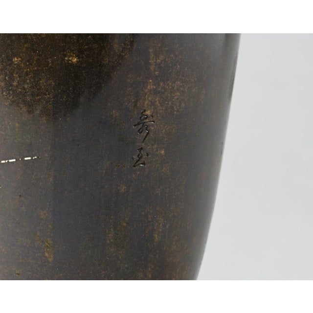 Late 19th Century 19th Century Japanese Meiji Bronze Vase, Mixed-Metal Inlay, Mandarin Ducks and Prunus, Signed, With Stand For Sale - Image 5 of 12