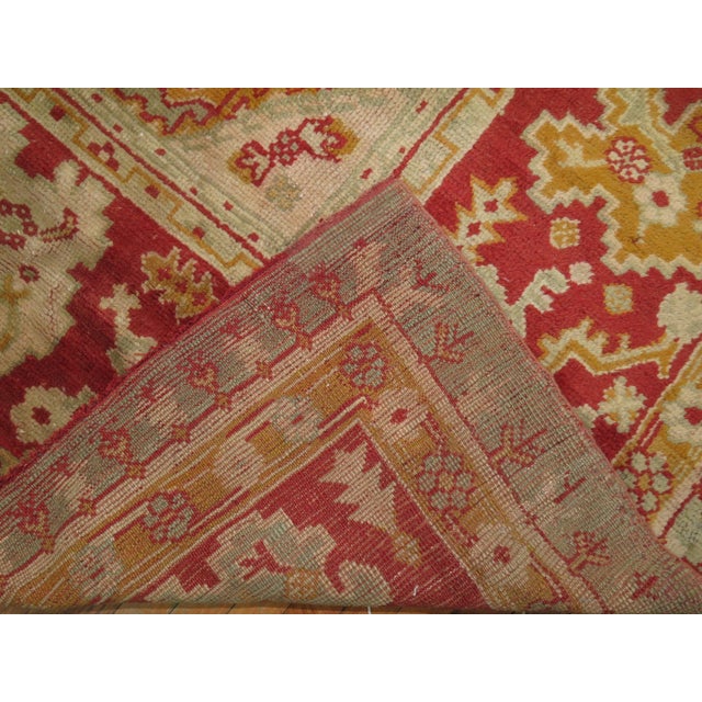 Light Green Antique Large Square Green Oushak Rug - 13'8" x 15'3" For Sale - Image 8 of 12