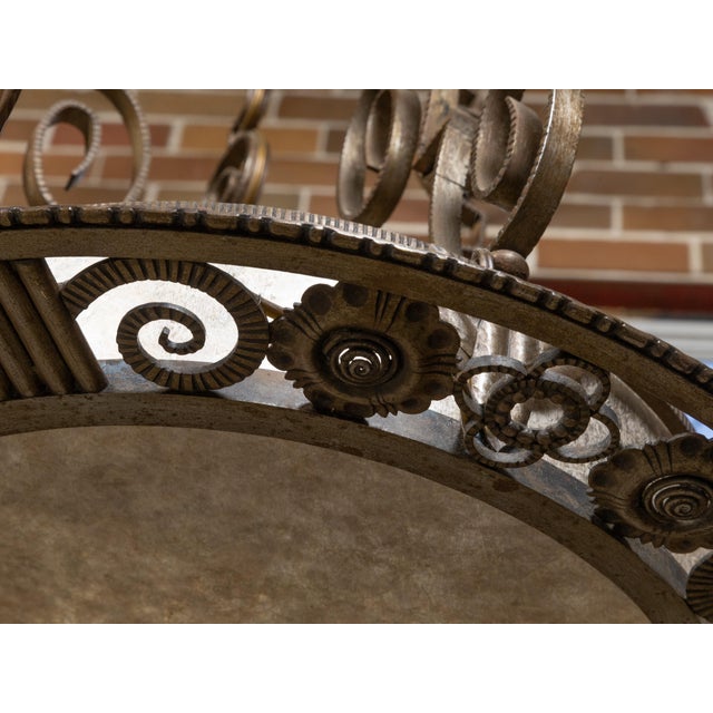 Early 20th Century 1920s French Art Deco Iron Chandelier Eight Light Chandelier with Scrolling Arms For Sale - Image 5 of 12