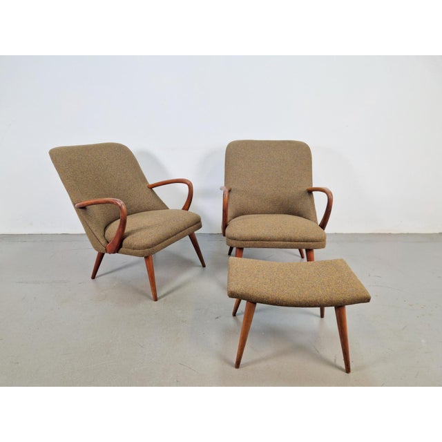 Mid-Century Armchairs and Ottoman in Teak, 1960s, Set of 3 For Sale - Image 12 of 15