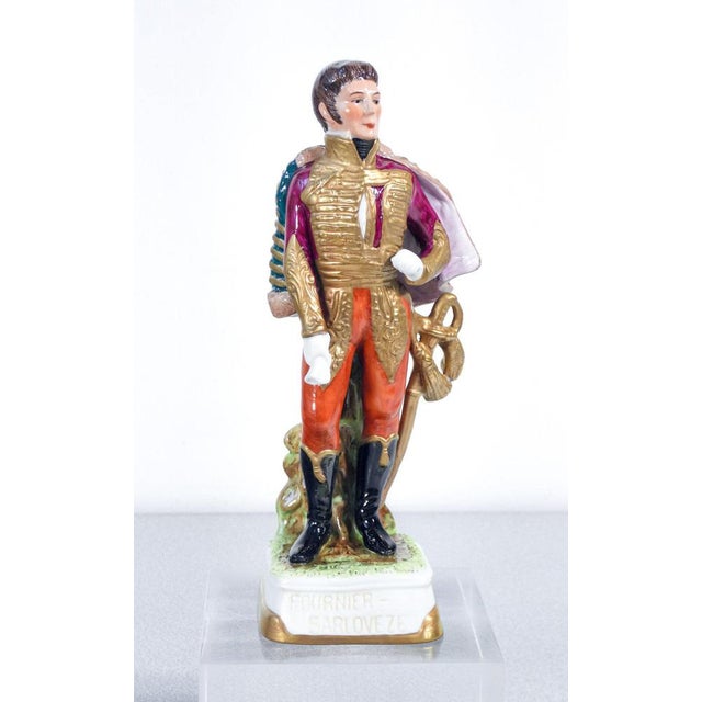 Sculpture depicting general fournier-sarlovèze, bourdois & bloch in hand-painted porcelain. France, early 20th century...