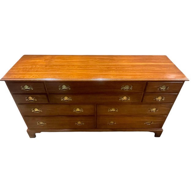 Beautiful vintage 10 drawer dresser by Henkel Harris / Virginia galleries. Made of solid Black Cherry in the #24 finish....
