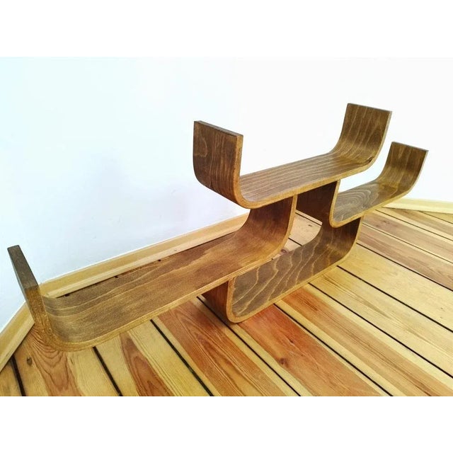 Brown Czechoslovak Bent Plywood Shelf attributed to Ludvik Volak for Drevopodnik Holesov, 1960s For Sale - Image 8 of 9
