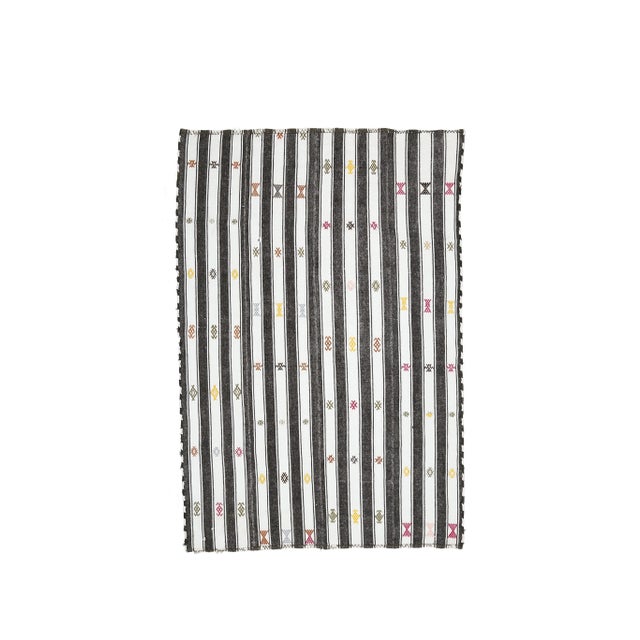 Vintage Turkish Oushak Handmade Wool Cotton White Kilim Area Rug For Sale - Image 11 of 11