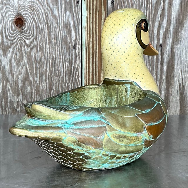 Vintage Boho Signed Sergio Bustamante Duck Planter For Sale - Image 9 of 11