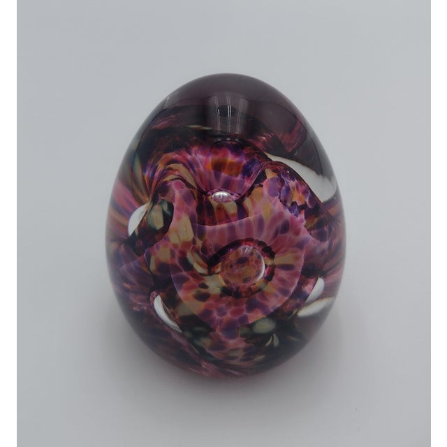 Signed 2007 Handblown Art Glass Paperweight – Vivid Swirl Pattern For Sale - Image 4 of 9
