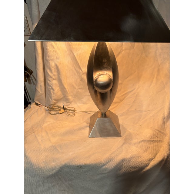 Metal Original Akio Makigawa Style Post Modern Cast Aluminum Abstract Space Age Table Lamp For Sale - Image 7 of 12