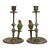 Pair Antique Brass Candlesticks & Cold Painted Bergman Bronze Parrots C1920 For Sale