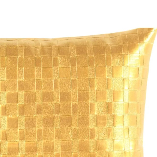 Gold leather textured decorative cushion, laced around the cushion for home living room, insert included