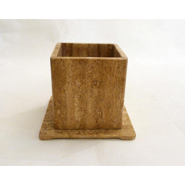 Vintage Square Travertine Planter, 1970s For Sale - Image 11 of 11
