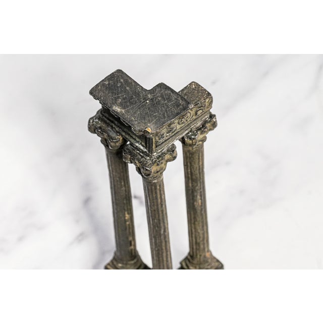 Nice Heavy Cast Metal Temple of Vespasian and Titus Rome Grand Tour Model Home Decor Architectural Sculpture Columns Statue For Sale - Image 11 of 17