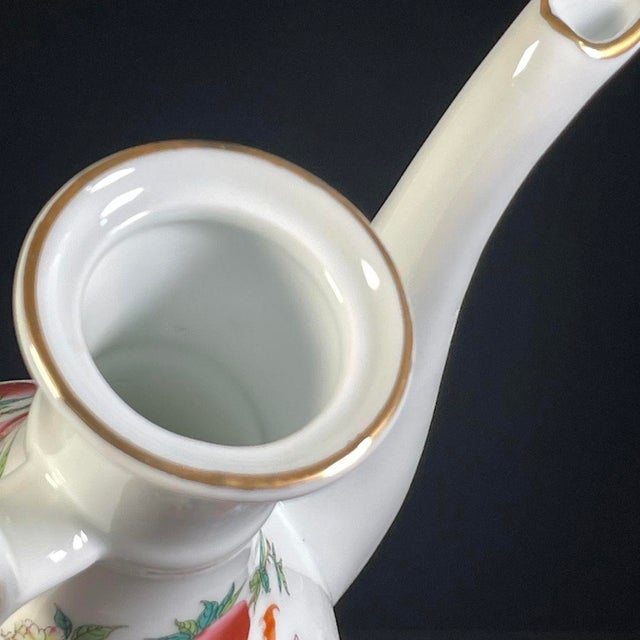 White Late 20th Century Chinese Famille Rose Porcelain Tea Set With Peach Motif - 11 pcs For Sale - Image 8 of 9
