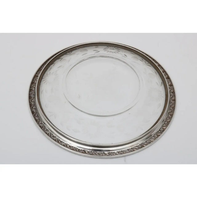 1930s Serving Dish Sterling Silver and Crystal For Sale In West Palm - Image 6 of 7