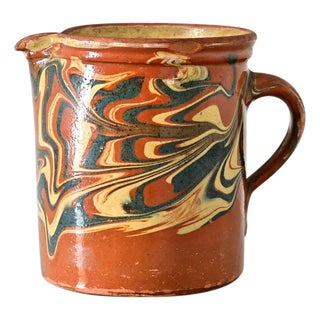 French 19th Century Marbled Glaze Pitcher For Sale