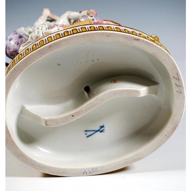 Blue Rococo The Happy Parents Genre Group attributed to M.V. Acier for Meissen, Germany, 1924-1934 For Sale - Image 8 of 9