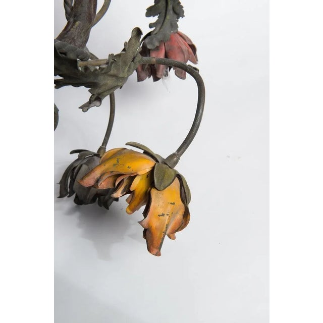 1920s Wrought Iron Floral Vine Chandelier For Sale - Image 11 of 13