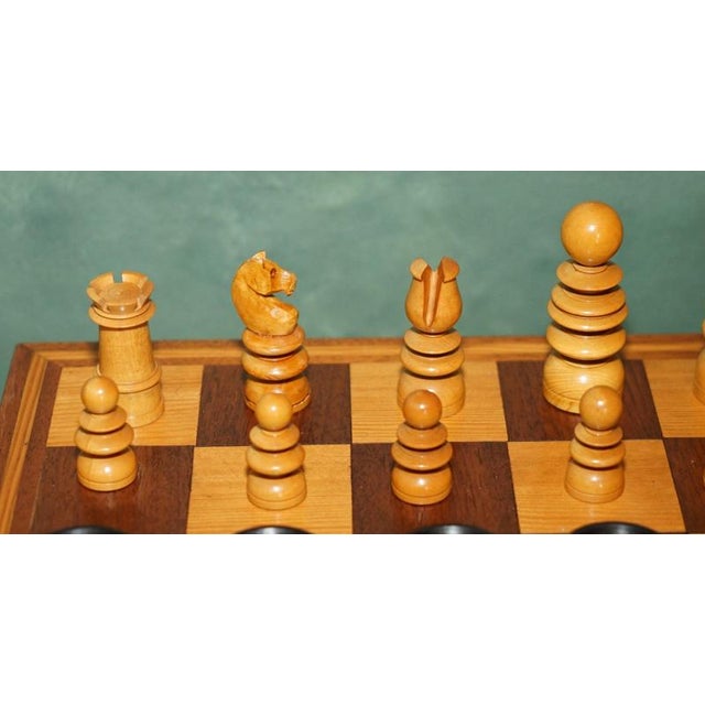 Vintage English Pattern Boxwood & Ebonised Chess Set, 1950, Set of 32 For Sale - Image 10 of 16