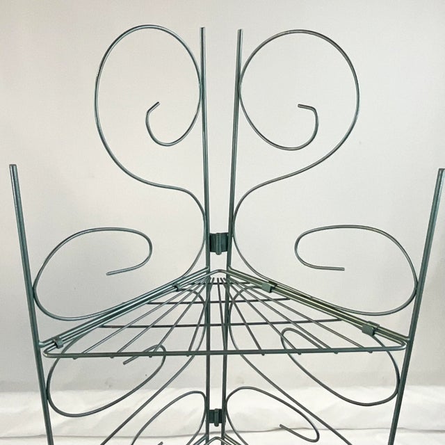 Mid 20th Century Mid-Century Modern Atomic Metal Art Nouveau Corner Plant Stand, Newly Painted For Sale - Image 5 of 12