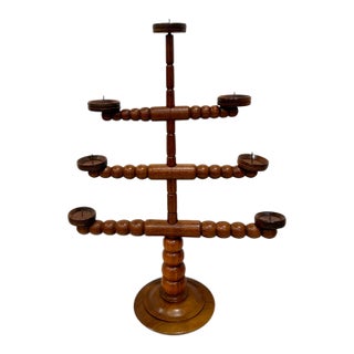 German Turned Wood Candelabra Bad Bevenser Siebenstern by Hartwig Schmidt Advent Christmas For Sale