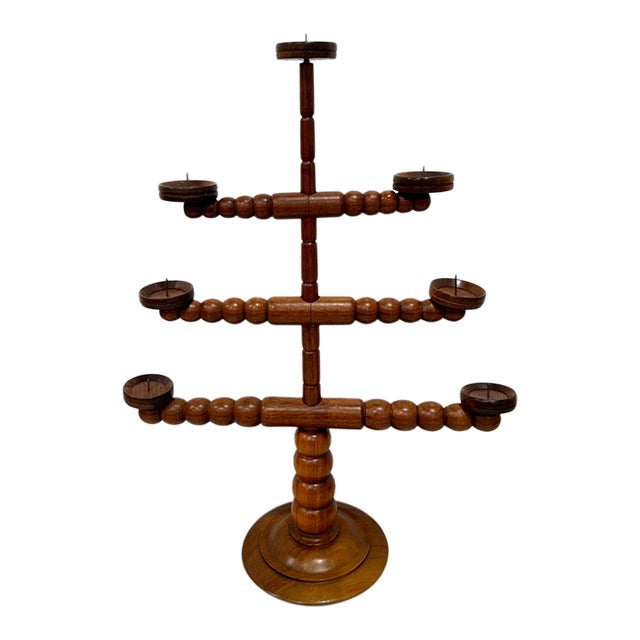 German Turned Wood Candelabra Bad Bevenser Siebenstern by Hartwig Schmidt Advent Christmas For Sale