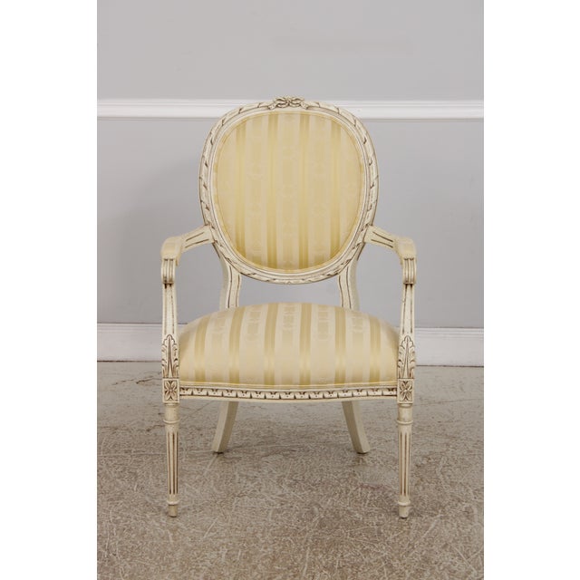 French Pair of Henredon Louis XVI Fauteuil Armchairs For Sale - Image 3 of 18