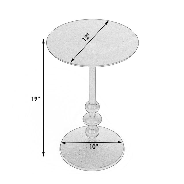 Transitional Zora Outdoor 12 in. W Round Pedestal Base Side Table, Metal Outdoor Finish For Sale - Image 3 of 7