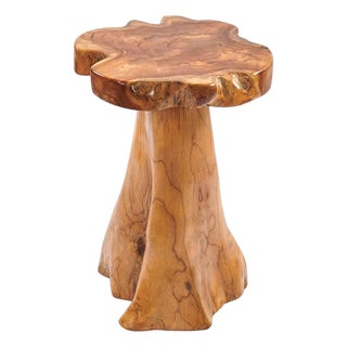 Vintage Rustic Teak Tree Side Table For Sale