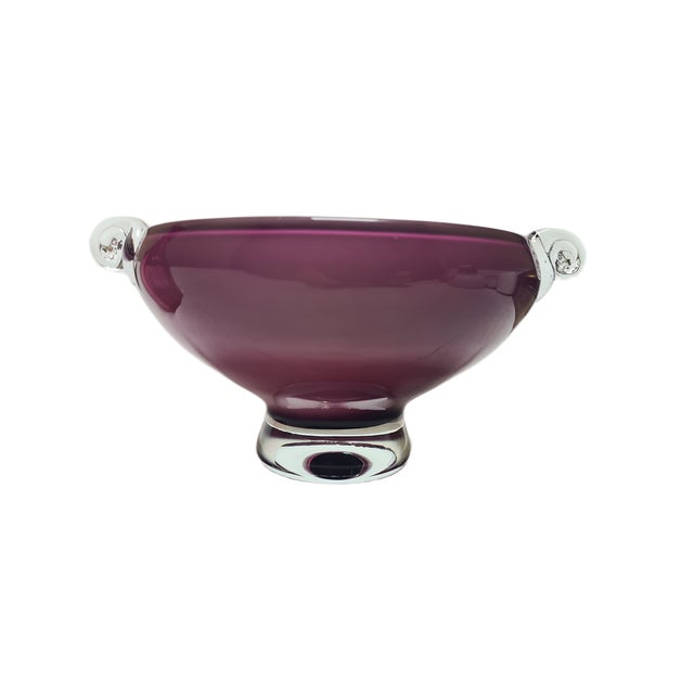 Purple Glass Basket from HSG Tarnowiec, Poland, 1970s For Sale - Image 8 of 8