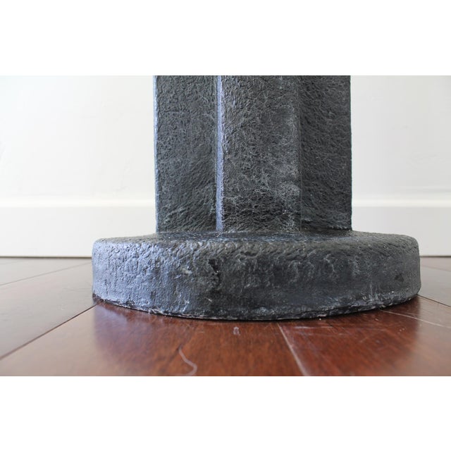 1980s Vintage Postmodern Faux Stone Floor Lamp With Globe Shade – Retro 80's Statement Lighting For Sale - Image 5 of 10