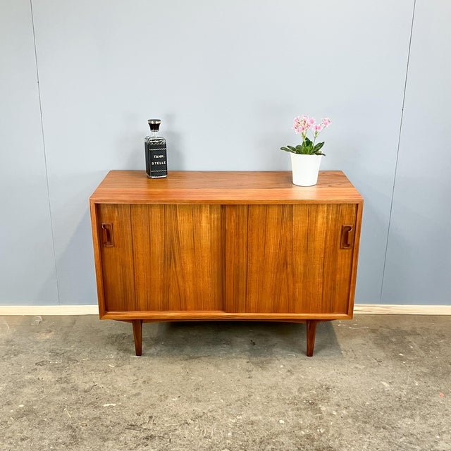 Mid-Century Modern Sideboard with Sliding Doors in Teak, 1960s For Sale - Image 3 of 12