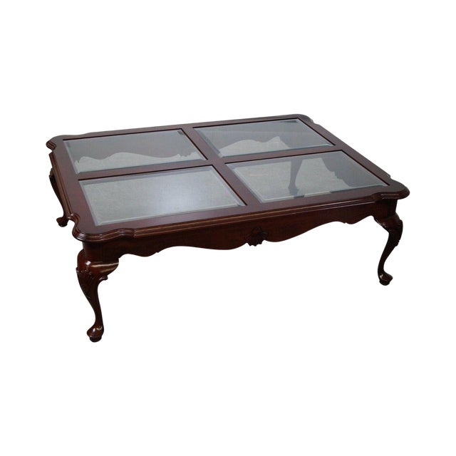 Ethan Allen Court Cherry Queen Anne Glass Top Coffee Table Chairish