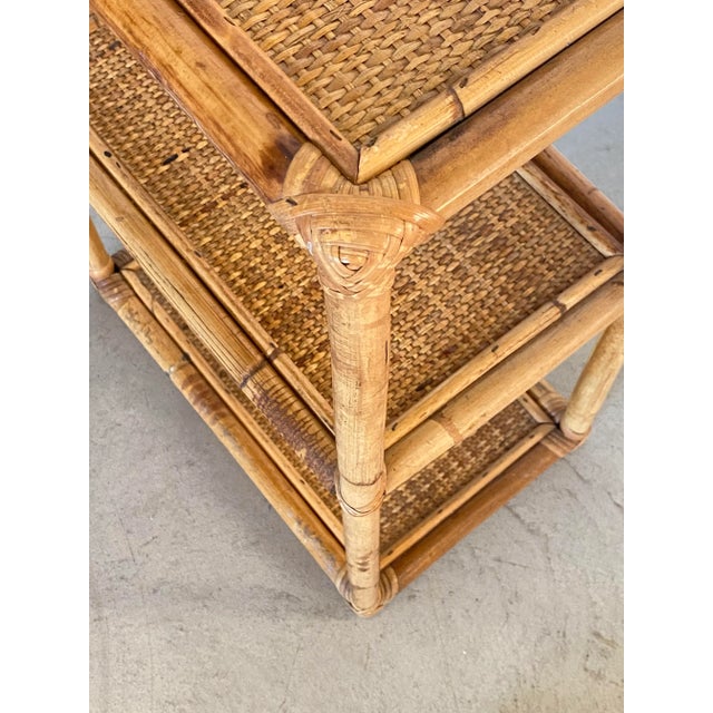 Light Yellow Wicker and Bamboo Bedside Tables, 1970s, Set of 2 For Sale - Image 8 of 9