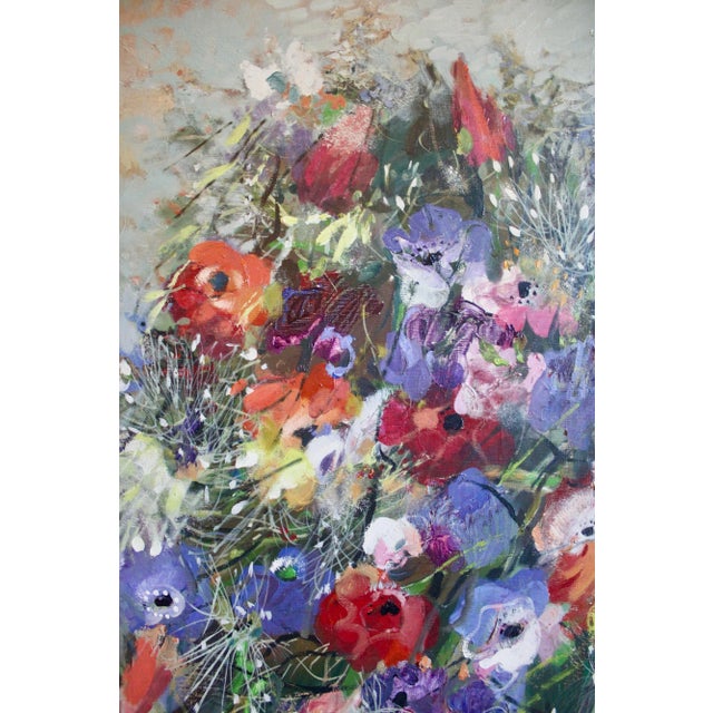 Large French Still Life Flowers Oil Painting by Monique Journod For Sale In Tulsa - Image 6 of 12