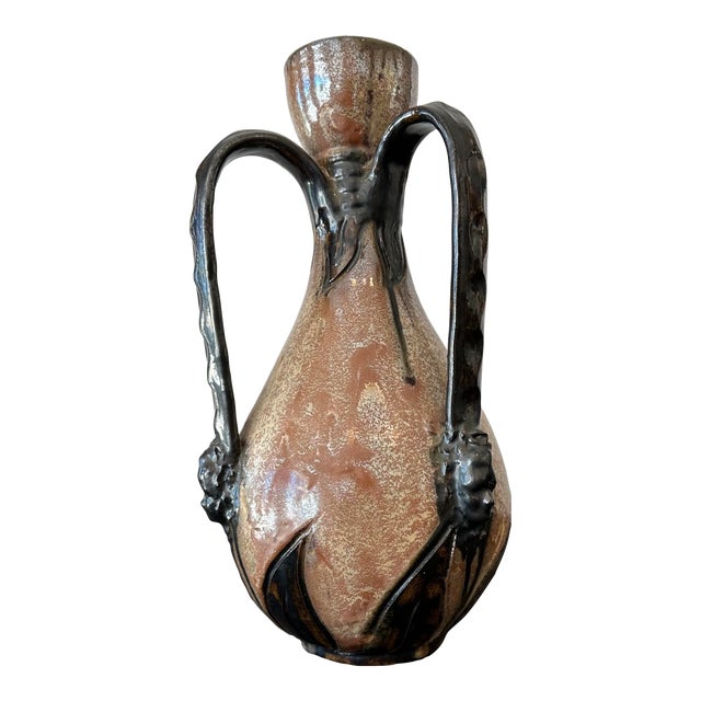 Late 20th Century Vintage Boho Sylvain Subblet Signed Studio Pottery Vase For Sale