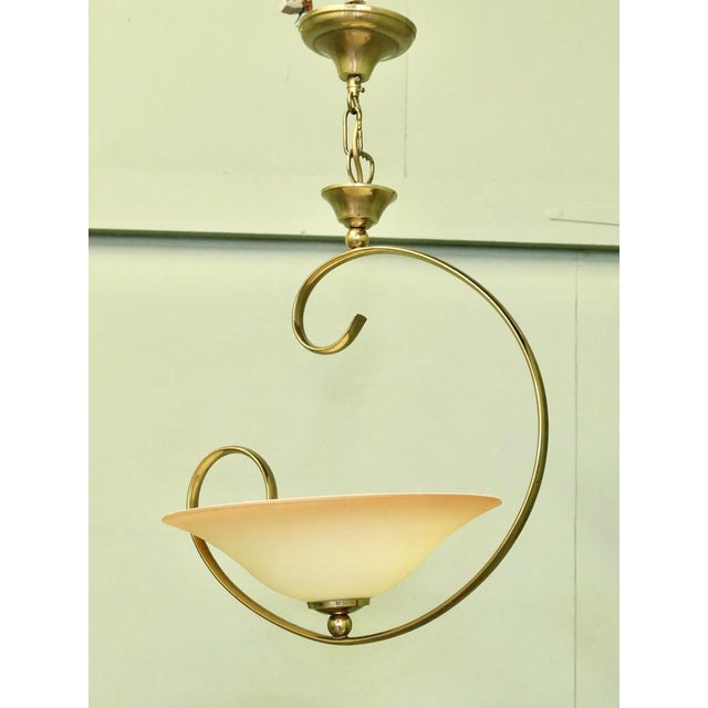 Modern Modernist Asymmetrical Brass and Glass Ceiling Light, 1970 For Sale - Image 3 of 8