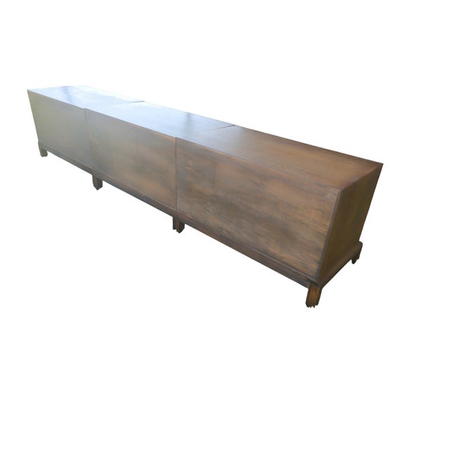 1960s Henredon "Custom Folio Three" 102" Modular Brutalist Credenza / Media Console For Sale - Image 6 of 16