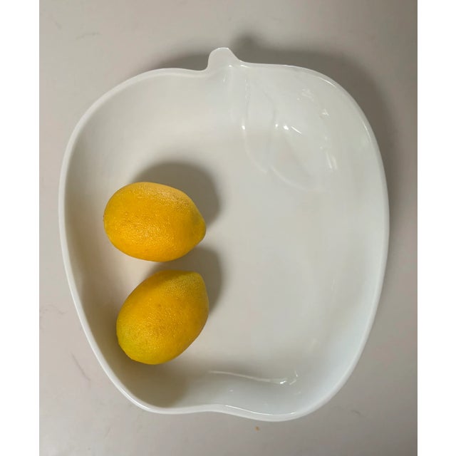 Fitz and Floyd White Porcelain Apple Dish For Sale - Image 9 of 10
