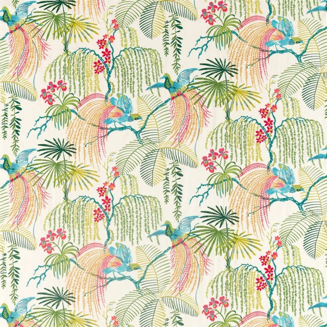 Sanderson Rain Forest Embroidery Fabric in Tropical - a Sample For Sale